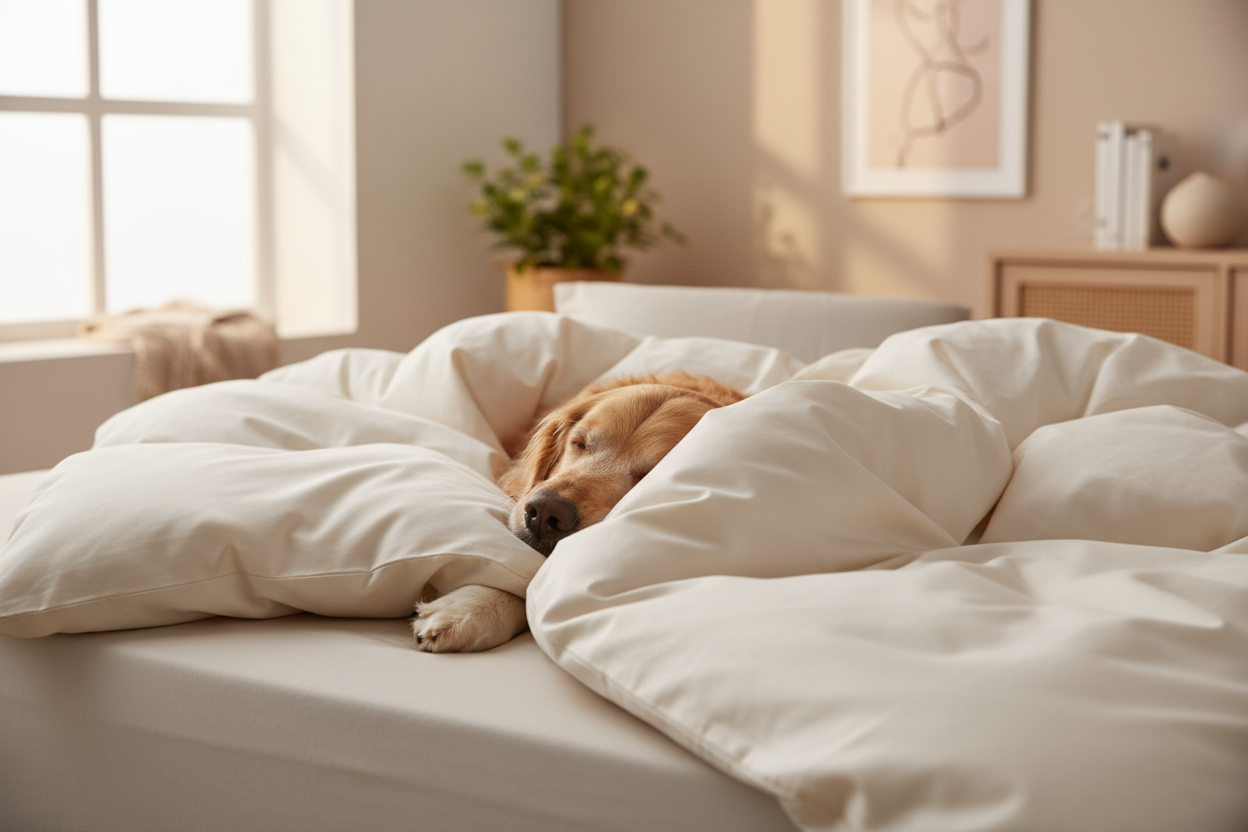 Derfor sover hunde bedre i en seng, der føles som en dyne